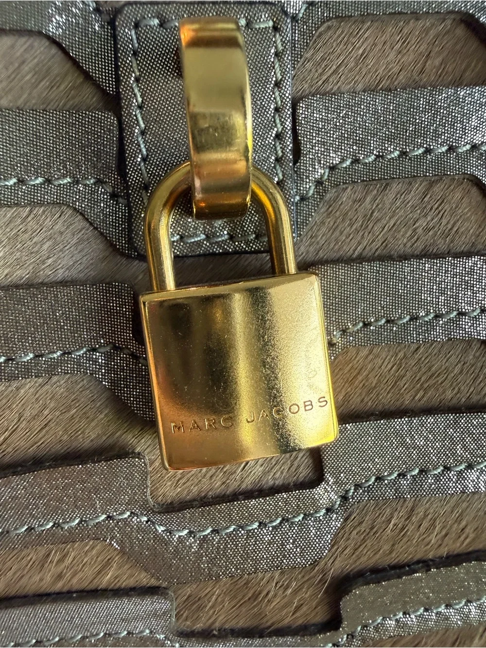 Marc Jacobs Metallic Bronze Woven Satchel with Padlock - Picture 2 of 7
